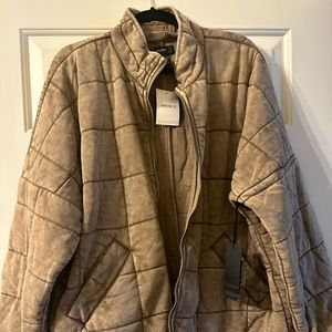 Brown Forever21 Oversized Quilted Jacket